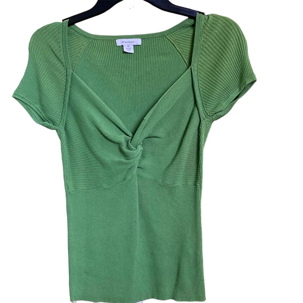 Dress Barn Women's Light Green Cotton blend Sweater Blouse Top Spring | Size M